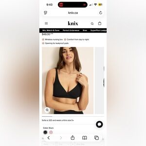 SweetDreams Nursing Bra - Black / L (Knix)